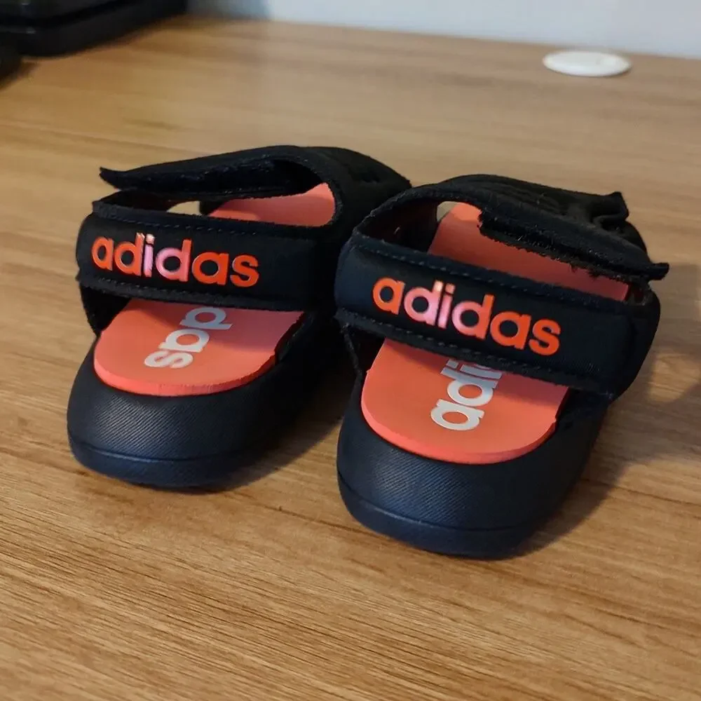 Adidas Comfort Kids Swim Sandals Size 9 Coral Black Slide Water Shoes EUC